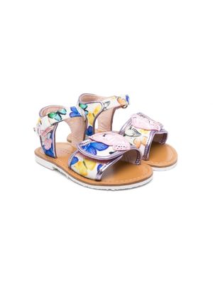 Sophia Webster Mini butterfly-print buckled sandals - White