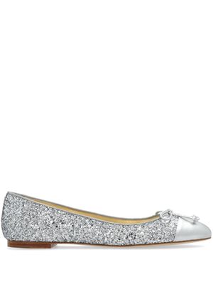 Sophia Webster Pirouette glittered ballerina shoes - Silver