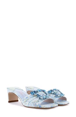 SOPHIA WEBSTER x LoveShackFancy Margaux Crystal Embellished Slide Sandal in Gilded Garden Rose Baby Blue