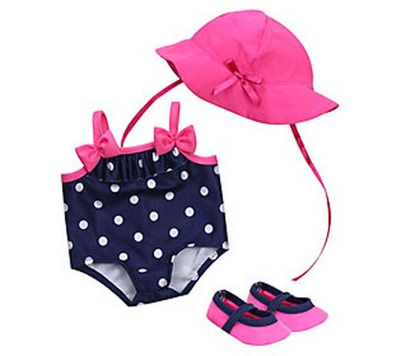Sophia's 15" Doll Polka Dot Bathing Suit, Hat & Water Shoes
