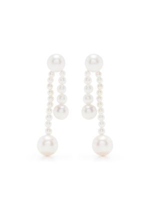 Sophie Bille Brahe 14kt gold Ruban de Perle pearl earrings - White