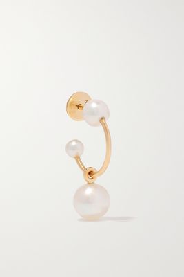 Sophie Bille Brahe - Claudia Perle 14-karat Gold Pearl Single Hoop Earring - one size