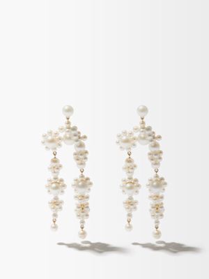 Sophie Bille Brahe - Fontaine Bellis Pearl & 14kt Gold Drop Earrings - Womens - Pearl