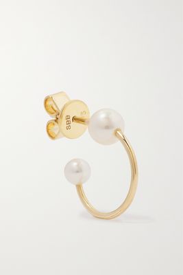 Sophie Bille Brahe - Petite Claudia 14-karat Gold Pearl Single Hoop Earring - one size