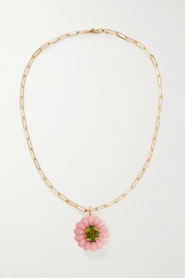 Sophie Joanne - Hura 14-karat Recycled Gold, Rhodonite And Peridot Necklace - Pink