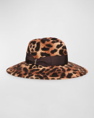 Sophie Leopard-Print Felt Fedora Hat