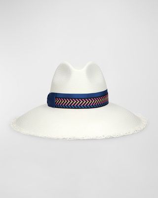 Sophie Panama Fedora With a Multicolor Chevron Band
