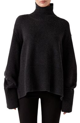 Sophie Rue Della Wool & Cotton Turtleneck Sweater in Charcoal