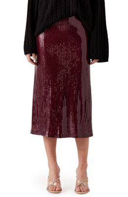 Sophie Rue Elia Sequin Midi Skirt in Oxblood