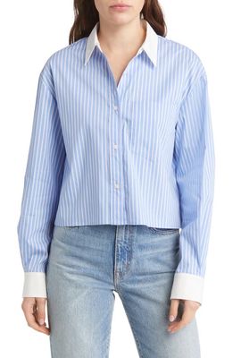 Sophie Rue Emory Stripe Crop Button-Up Shirt in Blue Stripe