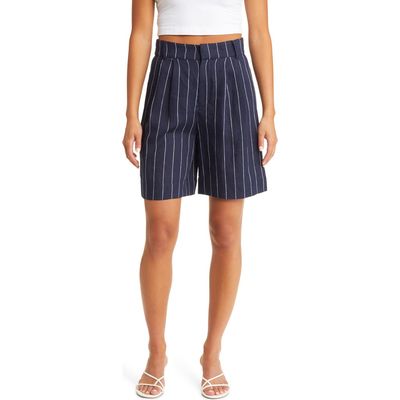 Sophie Rue Frances Linen Suit Shorts in Navy White Stripe 