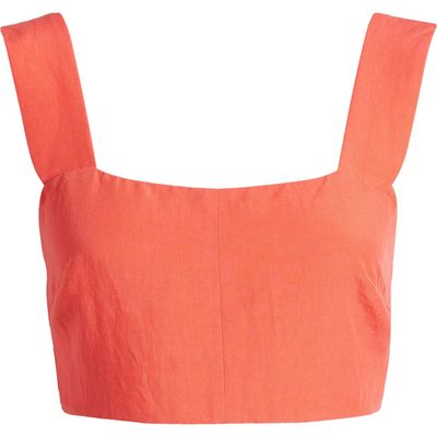 Sophie Rue Lena Square Neck Crop Tank in Coral Orange 