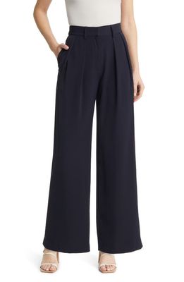 Sophie Rue Pleated Wide Leg Trousers in Navy