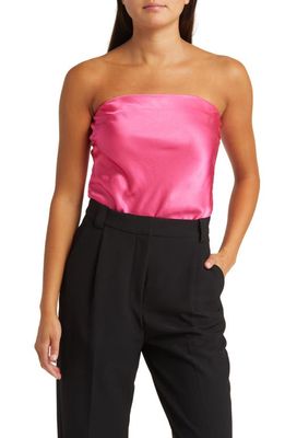 Sophie Rue Riviera Strapless Satin Top in Hot Pink