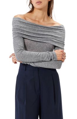 Sophie Rue Triomphe Off the Shoulder Knit Top in H Grey