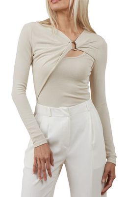 Sophie Rue Yves Key Ring Detail Long Sleeve Top in Taupe