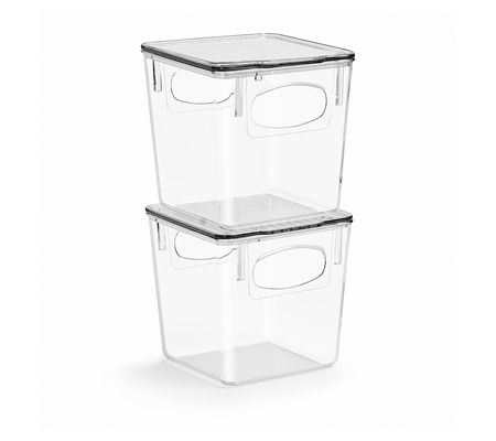 Sorbus 2 Pack Small Plastic Storage Bins with L ids