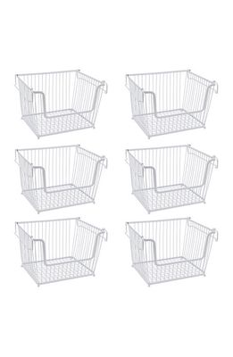 SORBUS 6 Pack Storage Wire Basket Set in White
