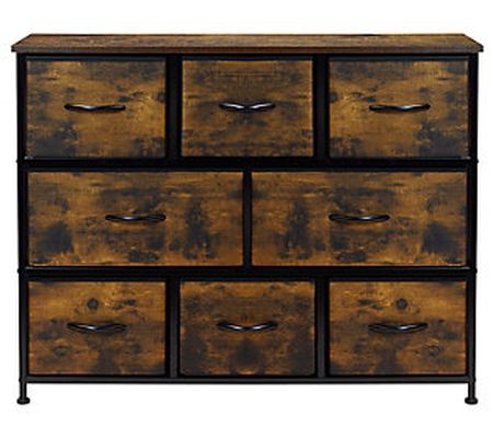 Sorbus 8-Drawer Wide Dresser Chest - Rustic Bro wn