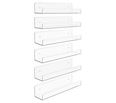Sorbus Acrylic Floating Wide Shelves, 6-Pack