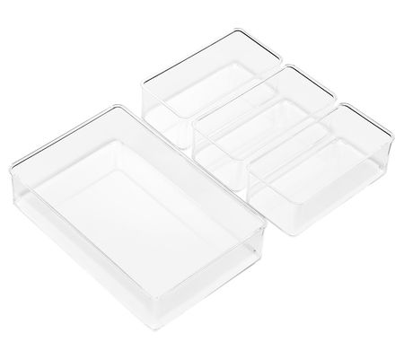 Sorbus Clear Drawer Organizer 4-Piece Set, Mult i-Purpose Bins