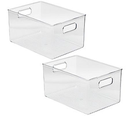 Sorbus Clear Plastic Bins with Handles - Set of 2