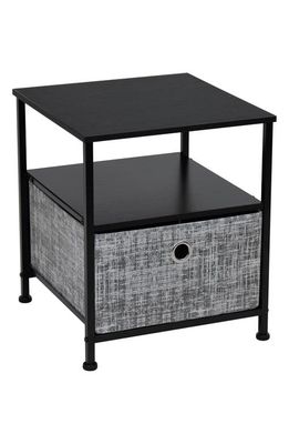 SORBUS End Table with Cloth Drawer in Grey Black