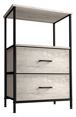 SORBUS Nightstand 2-Drawer Shelf Storage in Greige