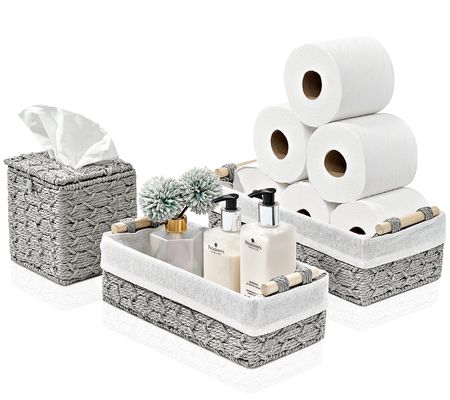 Sorbus Paper Rope Bathroom Baskets & Tissue Hol der Set