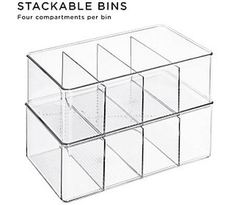 Sorbus Set of 2 Clear Storage Bins with Divider s