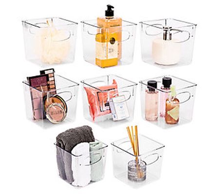 Sorbus Set of 8 Small Square Fridge Bins With H andles