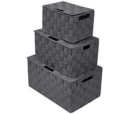 Sorbus Weave 3-Piece Stackable Basket Set
