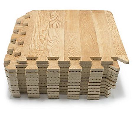 Sorbus Wood Grain Floor Foam Mats - 16-Piece