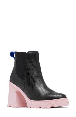 SOREL Brex Waterproof Platform Block Heel Chelsea Boot in Black/Vintage Pink