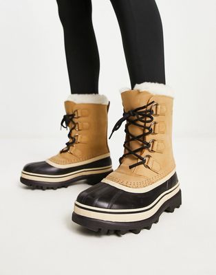 Sorel Caribou waterproof boots with removable inner boot in buff nubuck leather-Brown