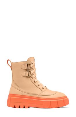 SOREL Caribou X Waterproof Leather Lace-Up Boot in Ceramic/Optimized Orange