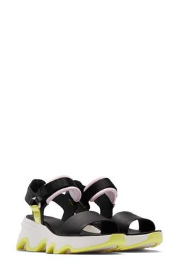 SOREL Kinetic™ Y-Strap High Sandal in Black/Radiation