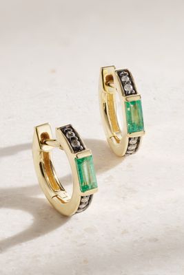 Sorellina - Otto 18-karat Gold, Diamond And Emerald Hoop Earrings - Green