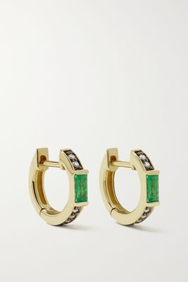 Sorellina - Otto 18-karat Gold, Diamond And Emerald Hoop Earrings - one size