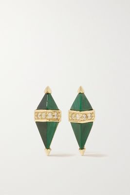 Sorellina - Pietra 18-karat Gold, Malachite And Diamond Earrings - one size