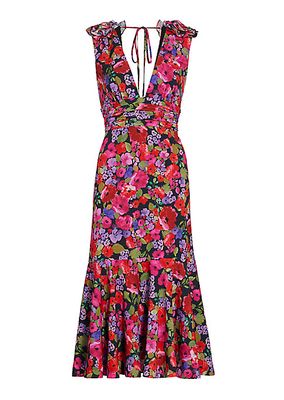 Sorena Floral Ruched Midi-Dress