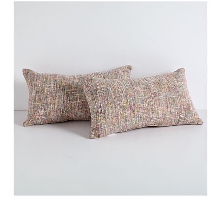 Sorra Home Multi Textured Indoor Lumbar Pillow Set of 2