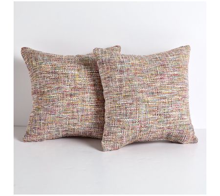 Sorra Home Multi Textured Indoor Square Pillow Set of 2
