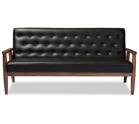 Sorrenti Mid-century Retro Modern Upholstered W ooden Sofa