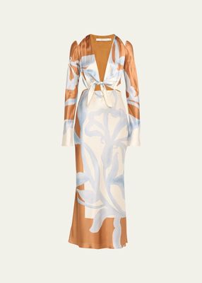 Sorrento Long-Sleeve Silk Scarf Dress
