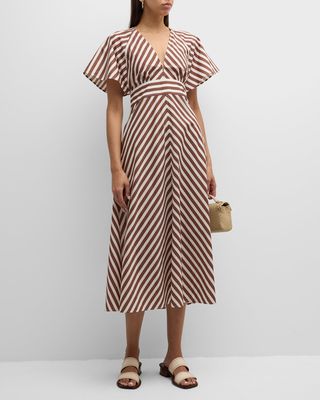 Sorrento Striped A-Line Empire Midi Dress