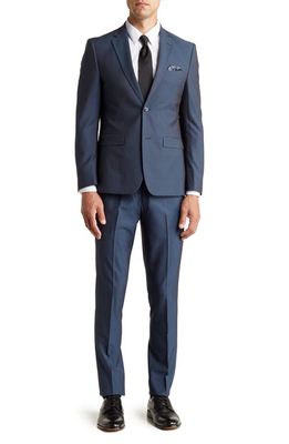 SOUL OF LONDON Solid Two Button Notch Lapel Slim Fit Suit in Teal
