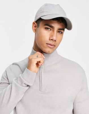 Soul Star muscle fit 1/4 zip sweater in light gray