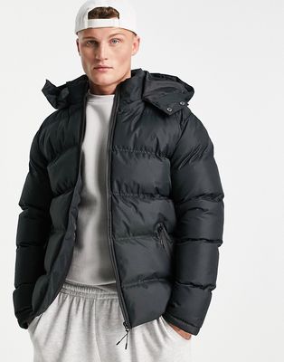 Soul Star puffer jacket with hood in black
