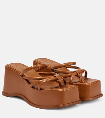 Souliers Martinez Alambra wedge platform leather sandals